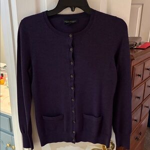 Banana Republic Purple Fine Merino Wool Button-Front  Cardigan SZ S